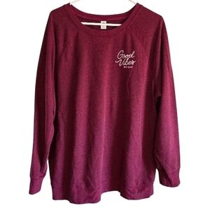 Old Navy Women's Maroon Burgundy Good Vibes Sweatshirt